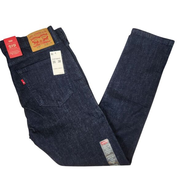 NEW Levi's Mens 519 Extreme Skinny 5 Pocket Dark Wash Stretch Denim Jeans 35x30 - Picture 1 of 8